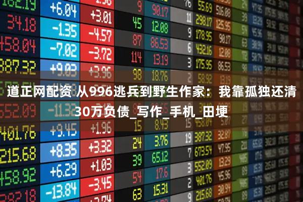 道正网配资 从996逃兵到野生作家：我靠孤独还清30万负债_写作_手机_田埂