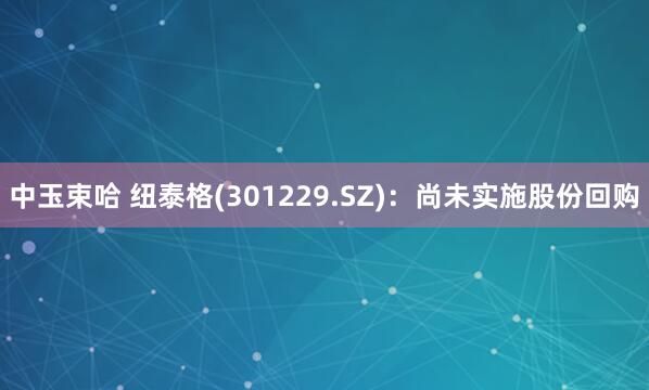 中玉束哈 纽泰格(301229.SZ)：尚未实施股份回购